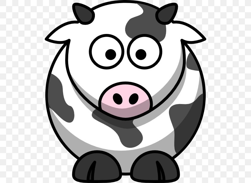 Cattle Cartoon Clip Art, PNG, 528x598px, Cattle, Artwork, Black And White, Cartoon, Dairy Cattle Download Free