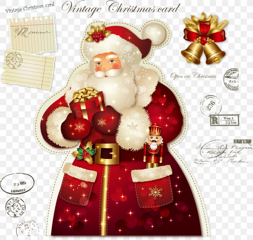 Santa Claus Wedding Invitation Christmas Card Greeting Card, PNG, 3949x3739px, Santa Claus, Christmas, Christmas Card, Christmas Decoration, Christmas Gift Download Free