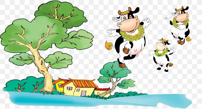 Cattle Illustration, PNG, 1640x885px, Cattle, Art, Cartoon, Comics, Dairy Cattle Download Free