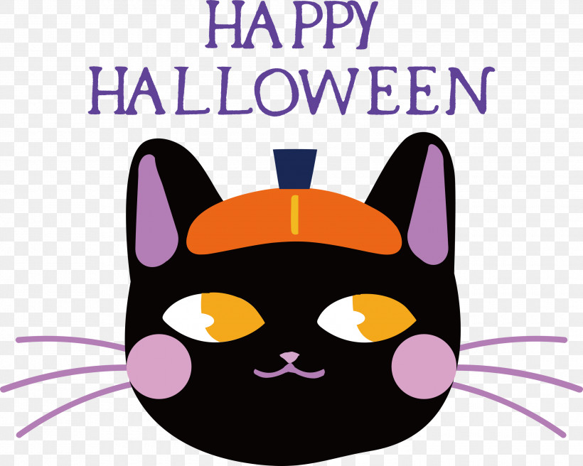 Happy Halloween, PNG, 3000x2400px, Happy Halloween, Biology, Cartoon, Cat, Logo Download Free