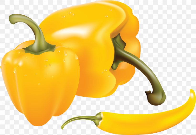 Bell Pepper Yellow Pepper Vegetable Chili Pepper, PNG, 3576x2460px, Watercolor, Cartoon, Flower, Frame, Heart Download Free