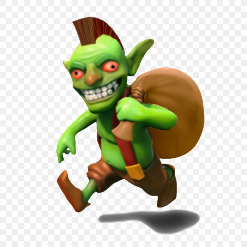 Clash Of Clans Goblin Clash Royale Boom Beach Video Game, PNG, 1000x1000px, Clash Of Clans, Action Figure, Barbarian, Boom Beach, Cartoon Download Free