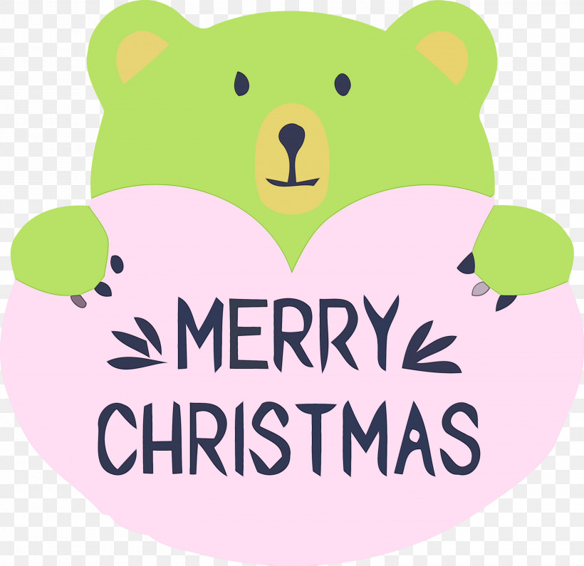 Teddy Bear, PNG, 3000x2909px, Merry Christmas, Bear, Green, Logo, Paint Download Free