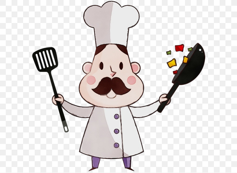 Cartoon Cook Chef Spoon, PNG, 600x601px, Watercolor, Cartoon, Chef, Cook, Paint Download Free