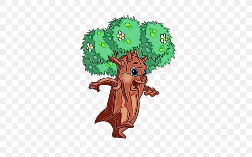 Cartoon Tree Squirrel Plant Fictional Character, PNG, 1280x800px, Watercolor, Animation, Cartoon, Fictional Character, Paint Download Free