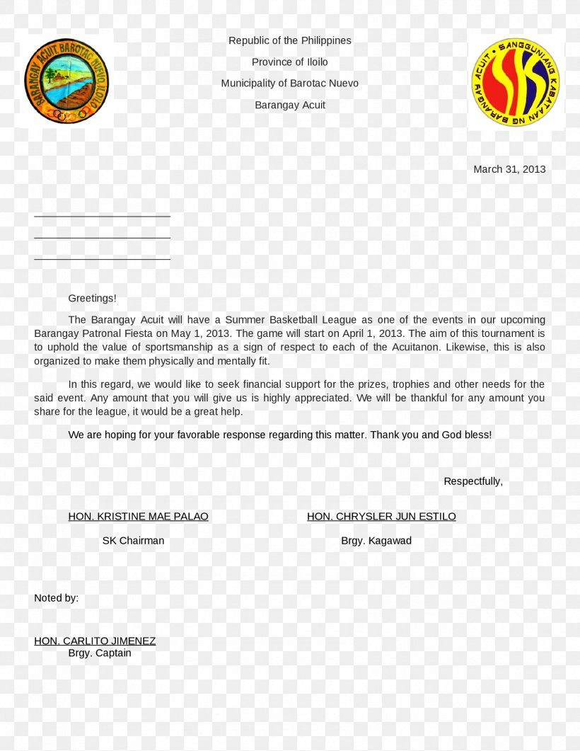 Letter Of Resignation Barangay Solicitation Cover Letter, PNG, 1700x2200px, Letter, Area, Barangay, Basketball, Brand Download Free