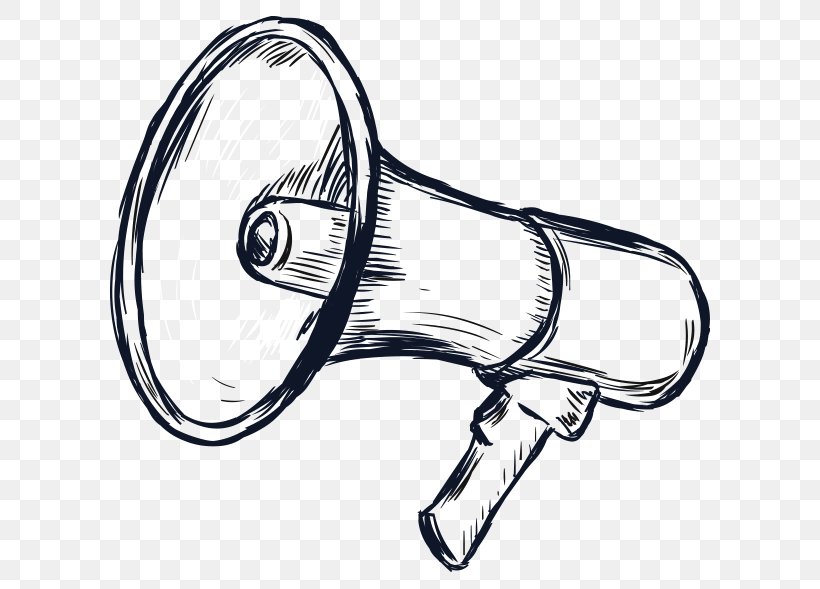 Drawing Megaphone Sketch, PNG, 600x589px, Drawing, Artwork, Automotive Design, Black And White, Flat Design Download Free