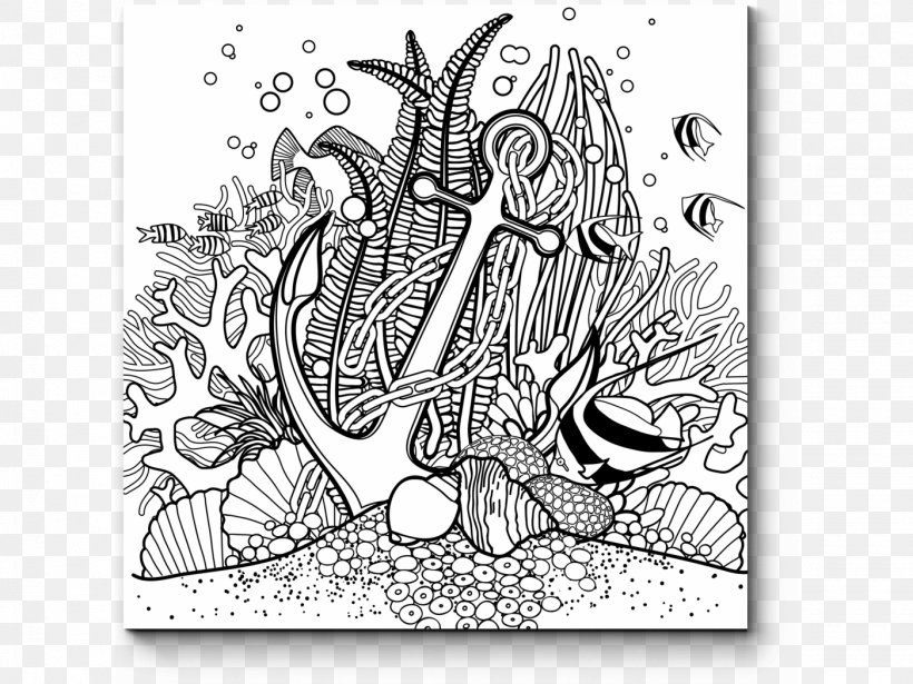 Coral Reef Drawing Coloring Book, PNG, 1400x1050px, Watercolor, Cartoon, Flower, Frame, Heart Download Free
