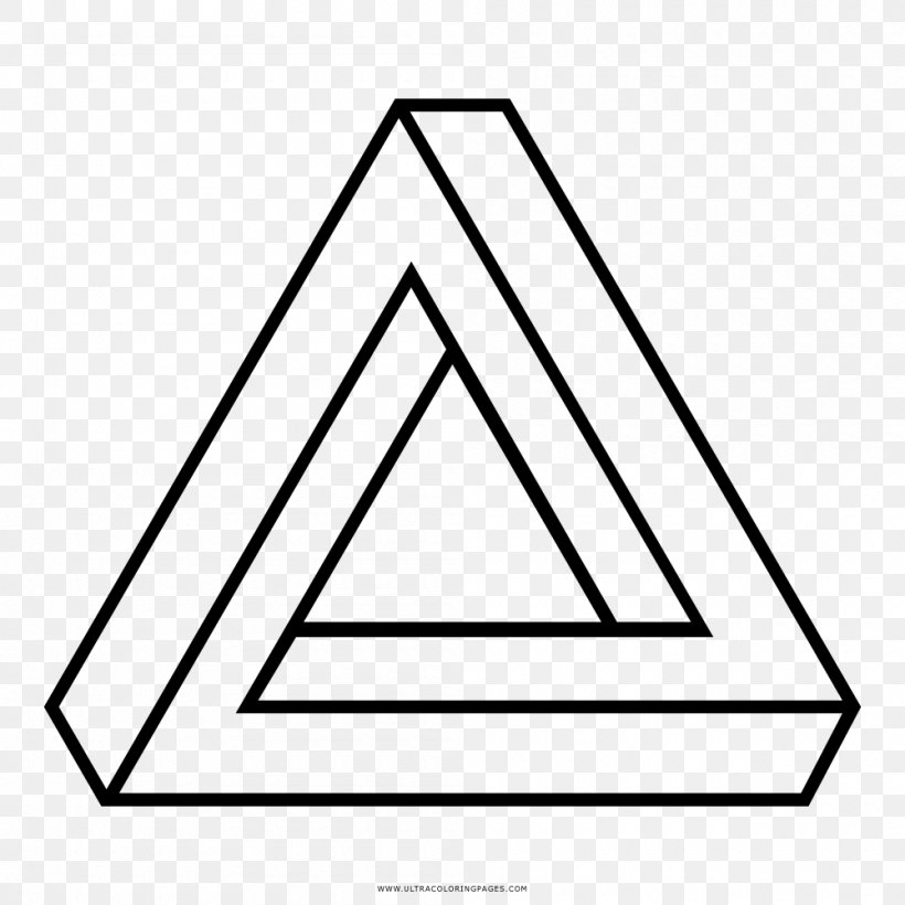 Penrose Triangle Penrose Stairs Impossible Object, PNG, 1000x1000px, Penrose Triangle, Area, Black, Black And White, Diagram Download Free