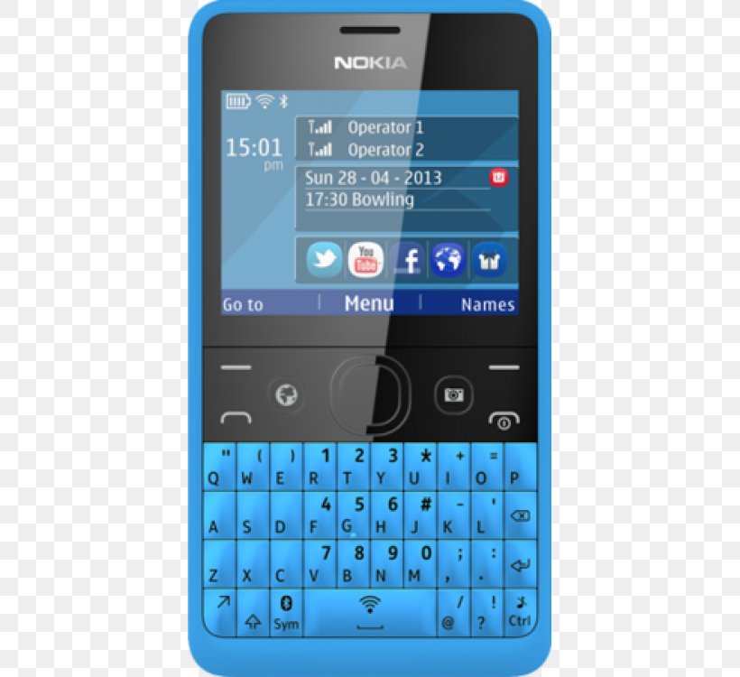 Nokia Asha 210 Nokia Asha 200/201 Nokia E61 Nokia Lumia 820 Nokia Asha Series, PNG, 750x750px, Nokia Asha 210, Cellular Network, Communication Device, Dual Sim, Electric Blue Download Free