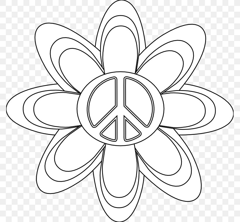Coloring Book Peace Symbols Line Art Clip Art, PNG, 777x759px, Coloring Book, Black And White, Book, Child, Flora Download Free