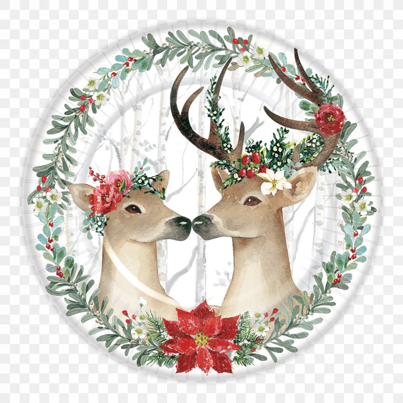 Reindeer Holiday Paper Plate, PNG, 1200x1200px, Reindeer, Antler, Christmas Day, Christmas Decoration, Christmas Ornament Download Free