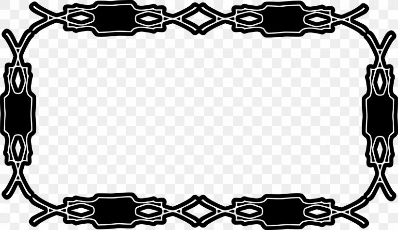Black And White Ornament Picture Frames Clip Art, PNG, 2400x1393px, Black And White, Bit, Black, Body Jewelry, Chain Download Free