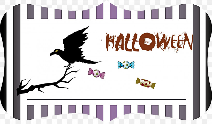 Happy Halloween Halloween, PNG, 3000x1758px, Happy Halloween, Beak, Birds, Halloween, Line Download Free