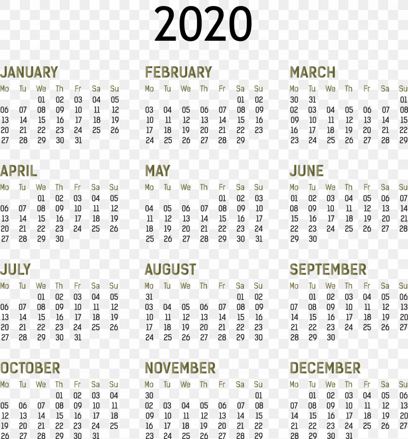 2020 Yearly Calendar Printable 2020 Yearly Calendar Template Full Year Calendar 2020, PNG, 2791x3000px, 2020 Yearly Calendar, Artist, Blog, Chigasaki, Full Year Calendar 2020 Download Free