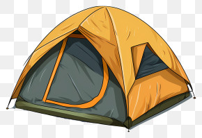 Tent - Yellow And Grey Camping Tent PNG