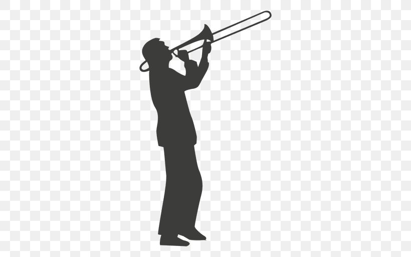 Trombone Silhouette Trumpet Musical Instruments, PNG, 512x512px, Watercolor, Cartoon, Flower, Frame, Heart Download Free