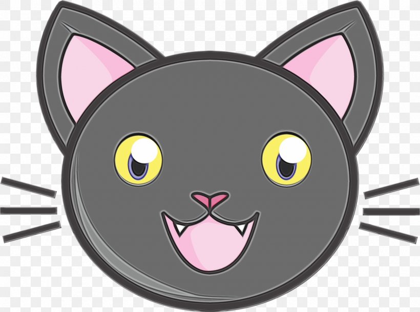 Cat Cartoon Small To Medium-sized Cats Whiskers Black Cat, PNG, 1280x952px, Watercolor, Black Cat, Cartoon, Cat, Eye Download Free