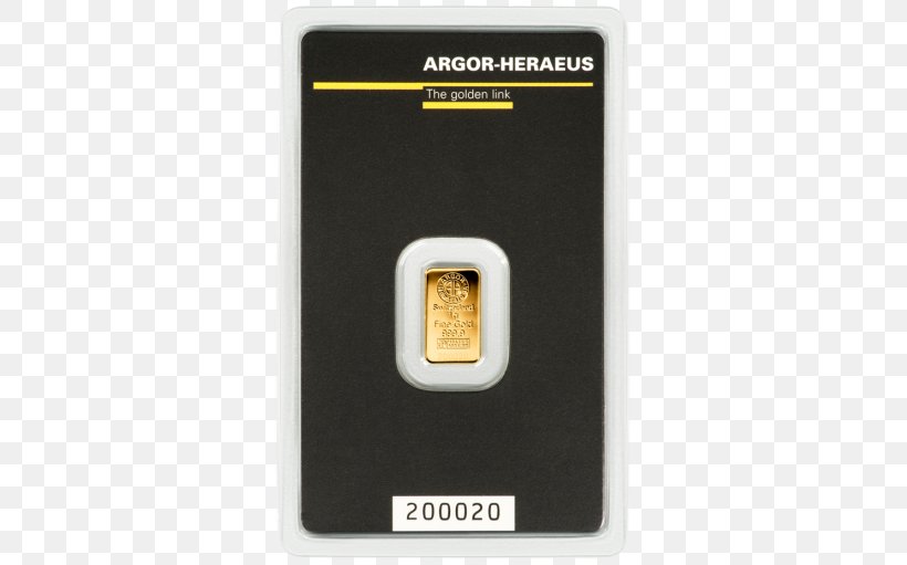 Gold Bar Ingot Argor Heraeus, PNG, 511x511px, Gold Bar, Bullion, Bullion Coin, Electronic Device, Gold Download Free