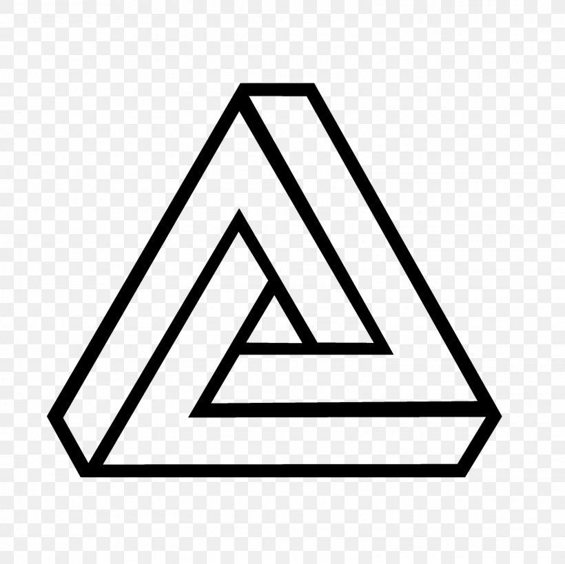 Penrose Triangle Impossible Object Geometry Geometric Shape, PNG, 1600x1600px, Penrose Triangle, Area, Black, Black And White, Brand Download Free