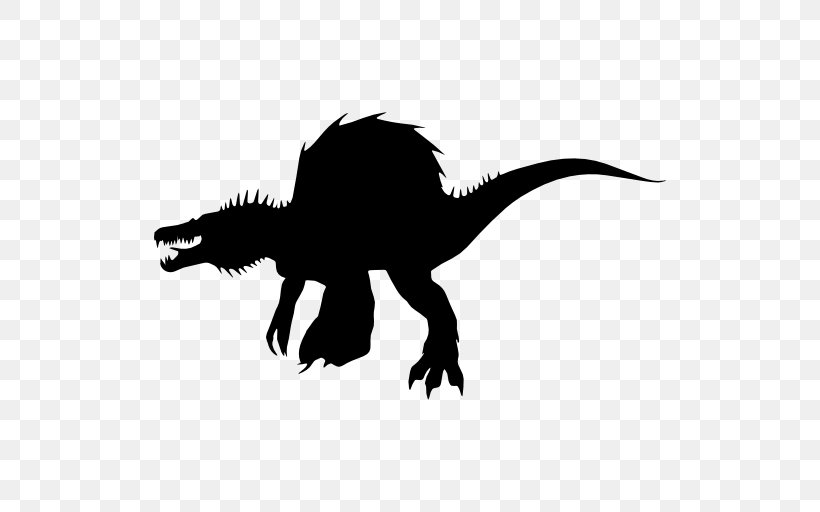 Spinosaurus Dinosaur Guanlong Tyrannosaurus, PNG, 512x512px, Spinosaurus, Black And White, Dinosaur, Extinction, Fauna Download Free