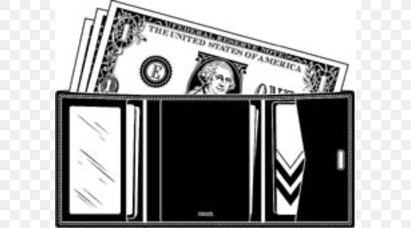 Wallet Money Clip Clip Art, PNG, 600x456px, Wallet, Black, Black And White, Brand, Communication Download Free