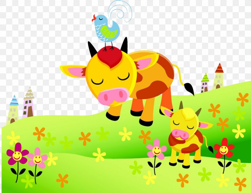 Cattle Cartoon Illustration, PNG, 1000x770px, Cattle, Animation, Art, Cartoon, Fictional Character Download Free