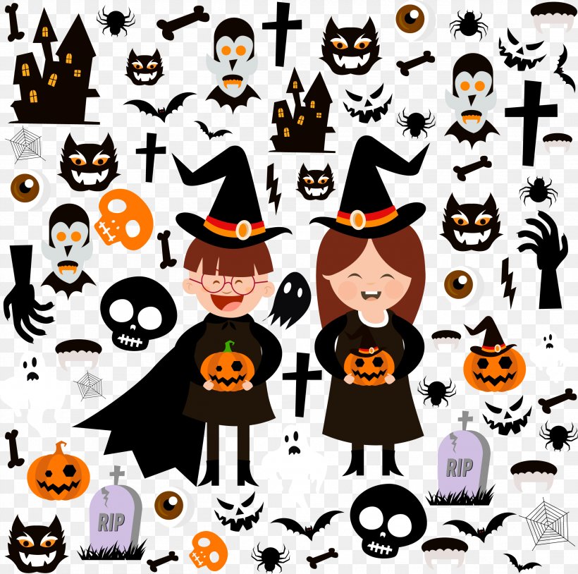 Halloween Clip Art Cartoon Image, PNG, 2610x2593px, Halloween, Art, Cartoon, Drawing, Hat Download Free
