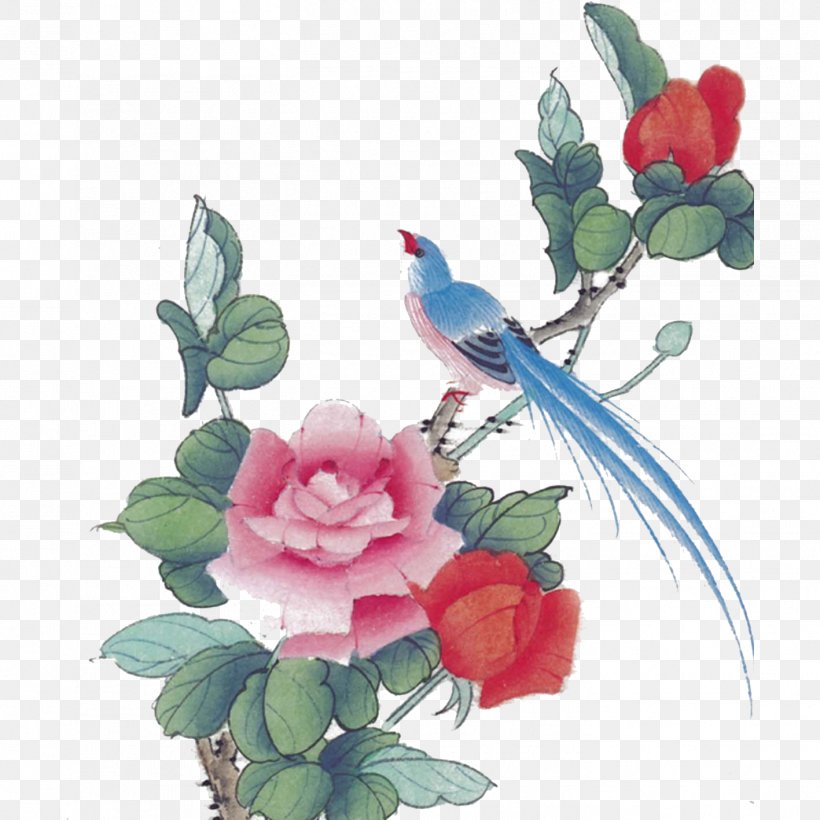 Chinese Painting Bird-and-flower Painting Ink Wash Painting, PNG, 1417x1417px, Gongbi, Artificial Flower, Bird And Flower Painting, Branch, Chinese Painting Download Free