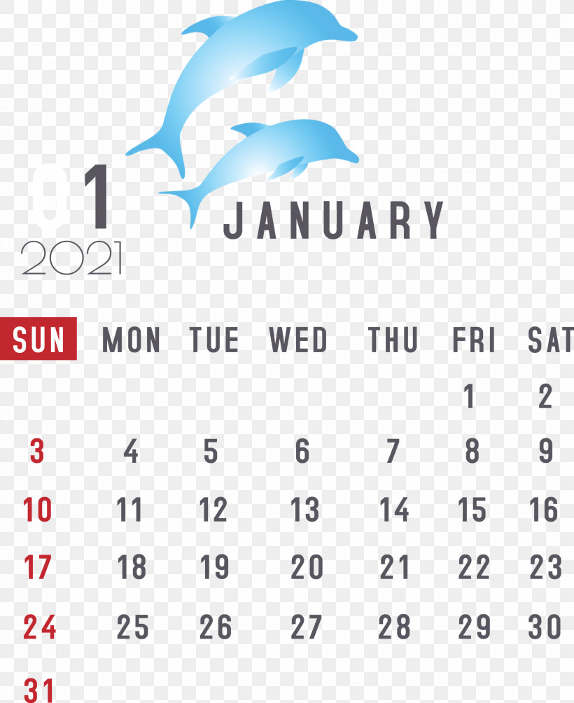 January 2021 Printable Calendar January Calendar, PNG, 2449x3000px, 2021 Calendar, January, Calendar System, Computer Font, Dolphin Download Free