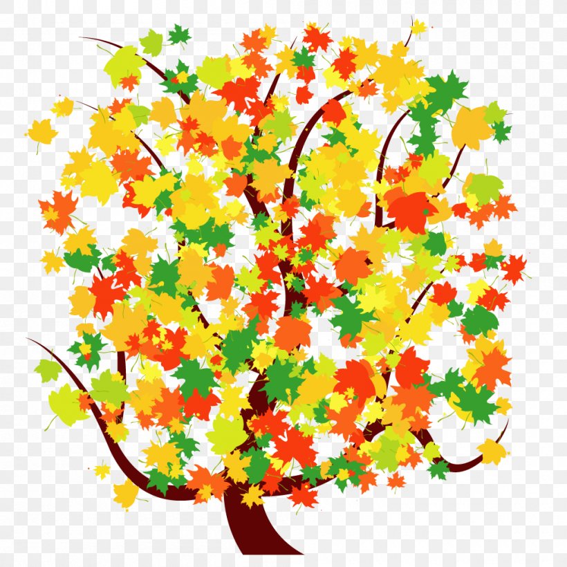 Maple Tree Vector Material, PNG, 1000x1000px, Autumn, Art, Autumn Leaf Color, Branch, Clip Art Download Free