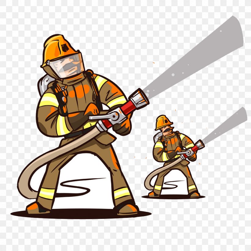 Firefighter Fire Hose Cartoon, PNG, 1000x1000px, Firefighter, Cartoon, Drawing, Fire Department, Fire Extinguishers Download Free