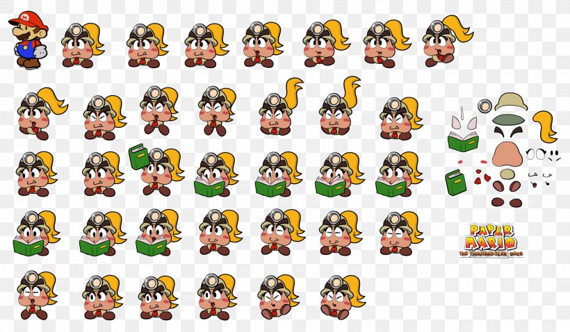 Paper Mario: Sticker Star Goombella Mario Role-playing Games, PNG, 2786x1625px, Paper, Cartoon, Emoticon, Goomba, Goombella Download Free