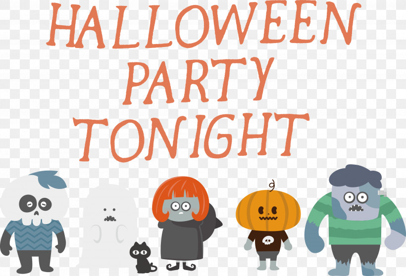 Halloween Halloween Party Tonight, PNG, 3000x2044px, Halloween, Behavior, Biology, Cartoon, Happiness Download Free
