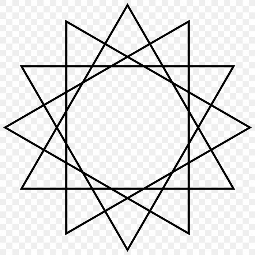 Star Polygon Dodecagon Circumscribed Circle Regular Polygon, PNG, 1024x1024px, Star Polygon, Area, Black And White, Circumscribed Circle, Diagram Download Free