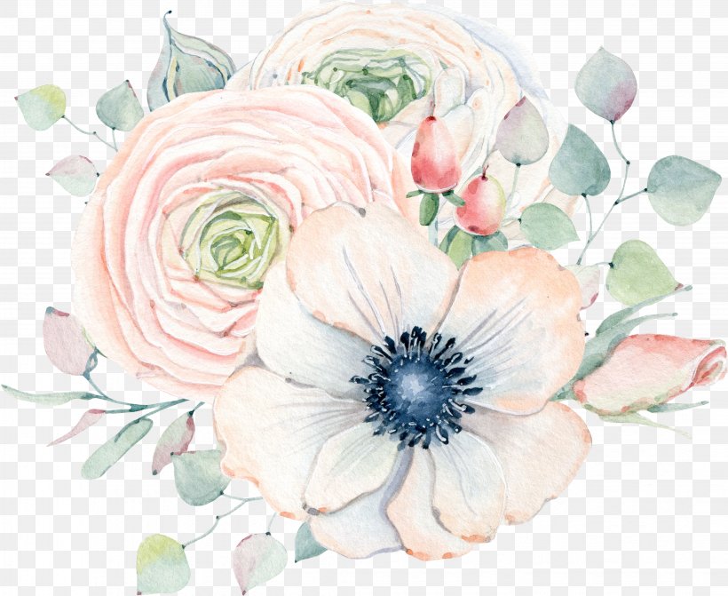 Watercolor Painting Flower Drawing, PNG, 4281x3505px, Watercolor Painting, Anemone, Art, Bouquet, Cut Flowers Download Free