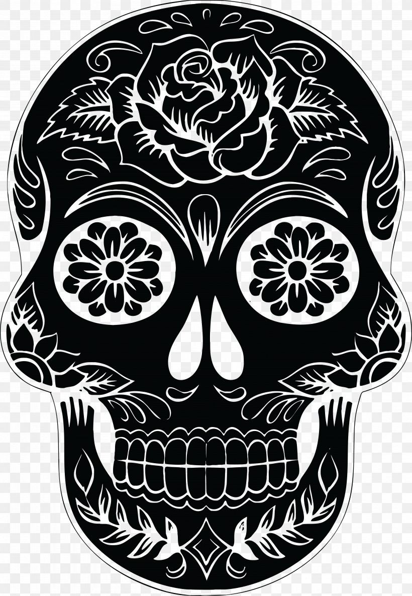 Calavera Skull Silhouette Clip Art, PNG, 4000x5781px, Calavera, Autocad Dxf, Black And White, Bone, Day Of The Dead Download Free