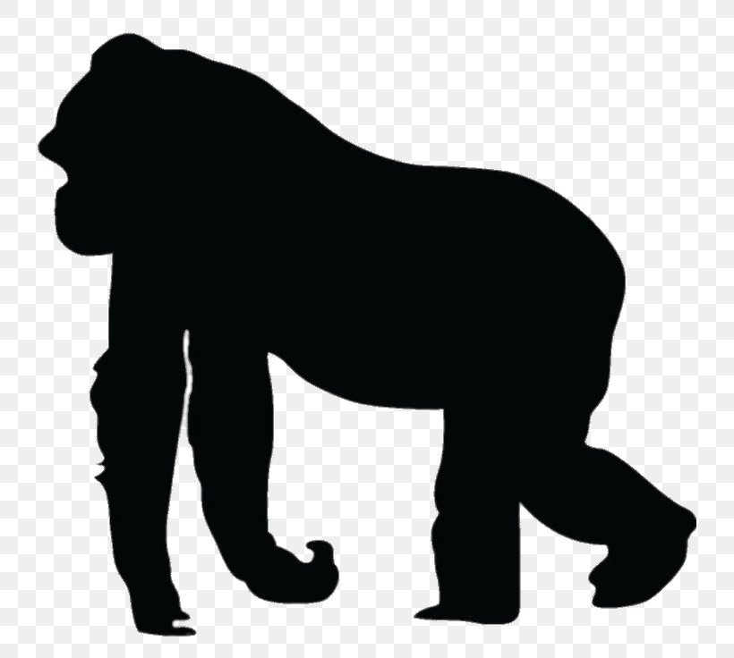 Gorilla Silhouette Ape Clip Art, PNG, 736x736px, Gorilla, Ape, Art, Big Cats, Black Download Free
