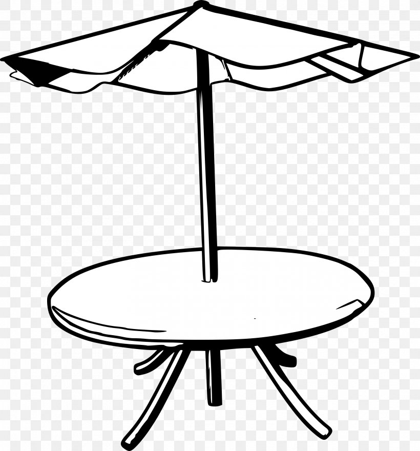Table Umbrella Garden Furniture Clip Art, PNG, 3333x3580px, Table, Area, Artwork, Black And White, Chair Download Free