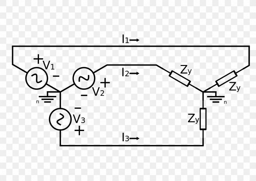 Three-phase Electric Power Delta-wye Transformer Wiring Diagram Electronic Circuit Circuit Diagram, PNG, 1024x724px, Threephase Electric Power, Alternating Current, Area, Auto Part, Black And White Download Free