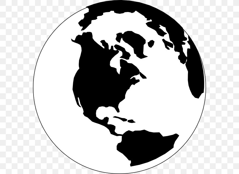 Globe World Black And White Clip Art, PNG, 594x597px, Globe, Black, Black And White, Fictional Character, Free Content Download Free