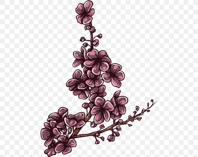 Floral Design Flower Plum Blossom Tattoo, PNG, 485x650px, Floral Design, Blossom, Branch, Cherry Blossom, Color Download Free