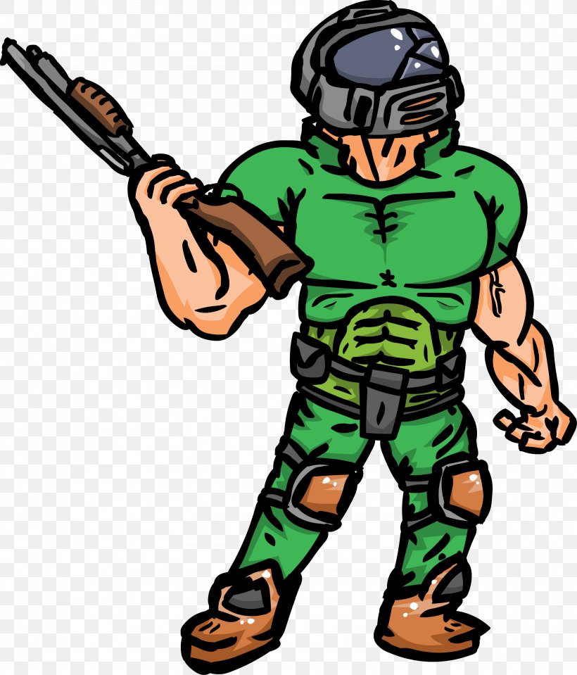 Doomguy Drawing Art, PNG, 2563x3000px, Doom, Art, Artwork, Baseball Equipment, Cartoon Download Free