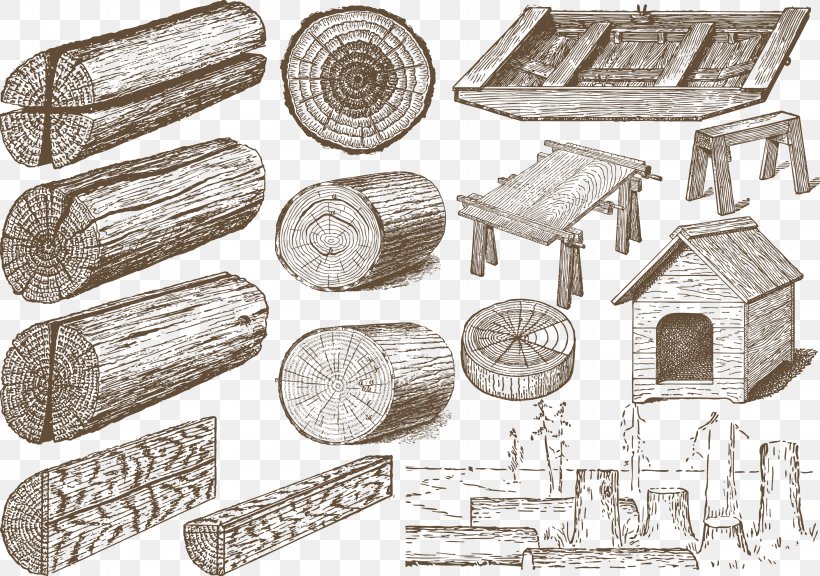 Vector Graphics Drawing Illustration Image Lumber, PNG, 2817x1980px, Drawing, Black And White, Firewood, Hardware Accessory, Logging Download Free