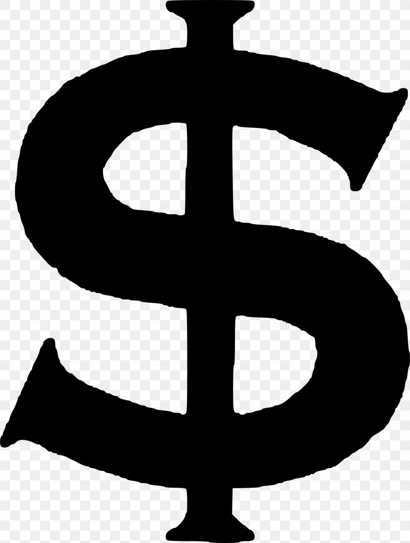 Dollar Sign Clip Art, PNG, 1752x2320px, Dollar Sign, Black And White, Cross, Currency, Currency Symbol Download Free