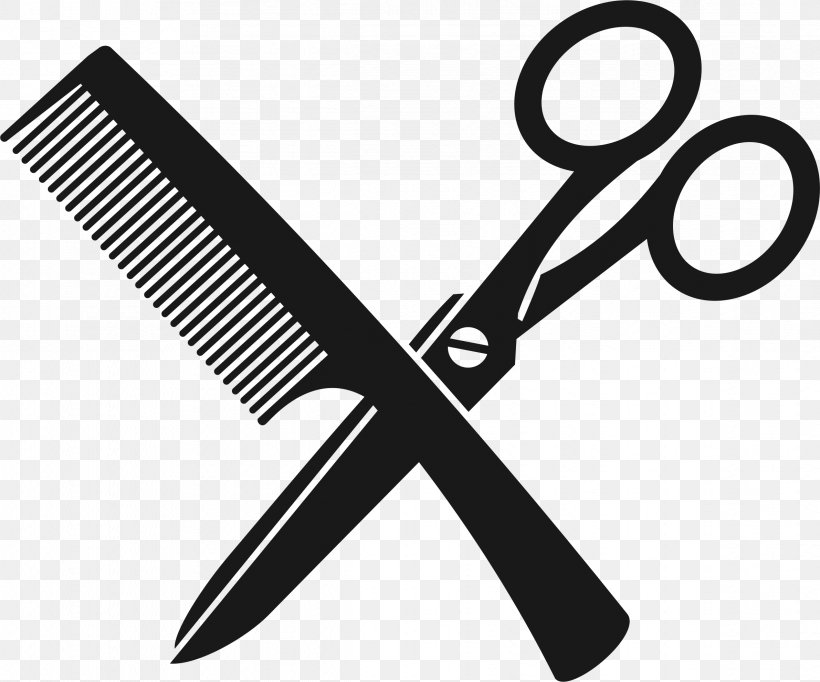 Comb Barber Scissors Beauty Parlour, PNG, 2382x1984px, Comb, Barber, Barrette, Beauty Parlour, Black And White Download Free