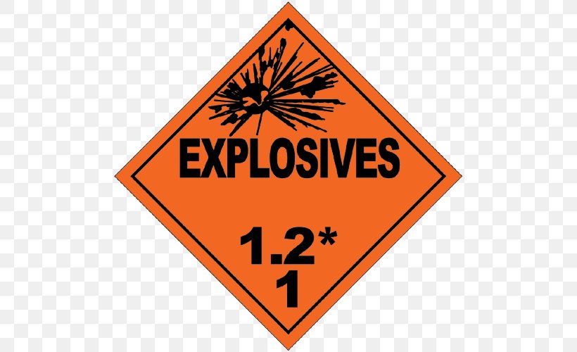 Explosive Material Dangerous Goods Placard Explosion Sticker, PNG, 500x500px, Explosive Material, Area, Biological Hazard, Brand, Cargo Download Free