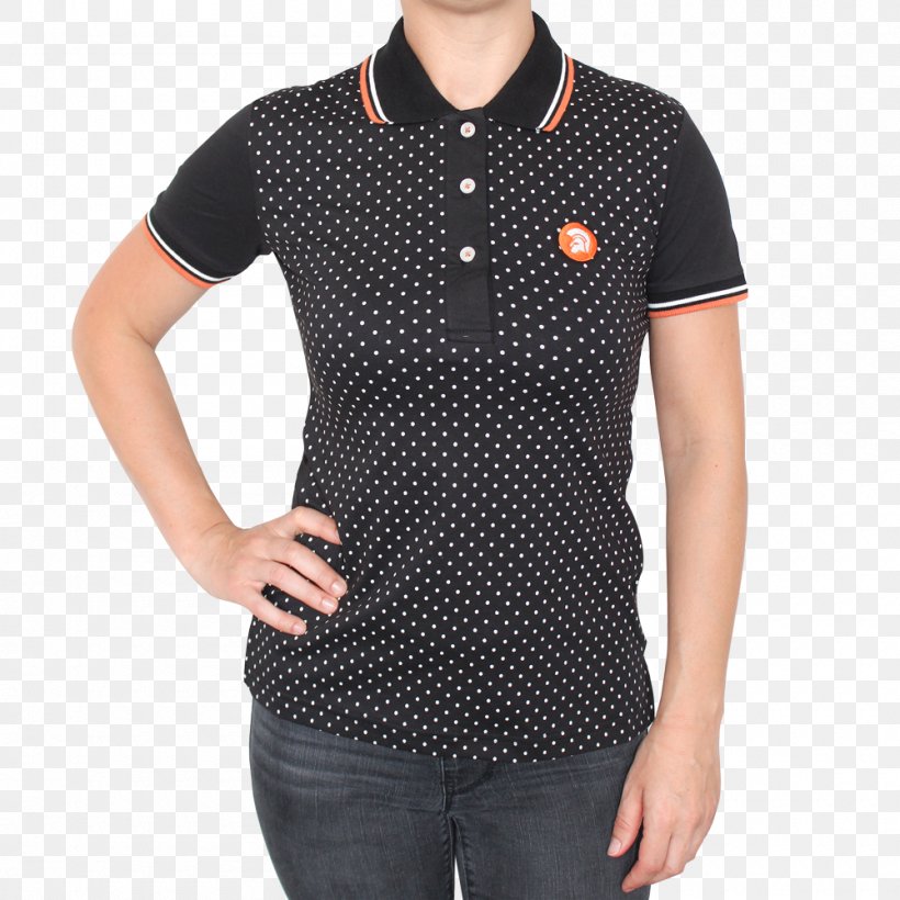 T-shirt Clothing Sleeve Polka Dot Polo Shirt, PNG, 1000x1000px, Tshirt, Black, Black And White, Clothing, Collar Download Free
