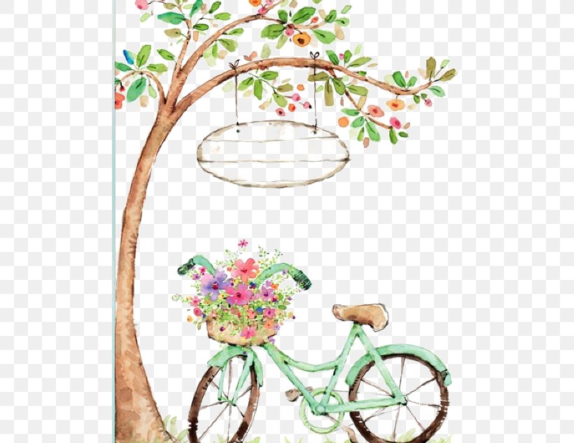 Watercolor Painting Bicycle Drawing, PNG, 500x633px, Watercolor Painting, Architecture, Art, Bicycle, Bicycle Accessory Download Free