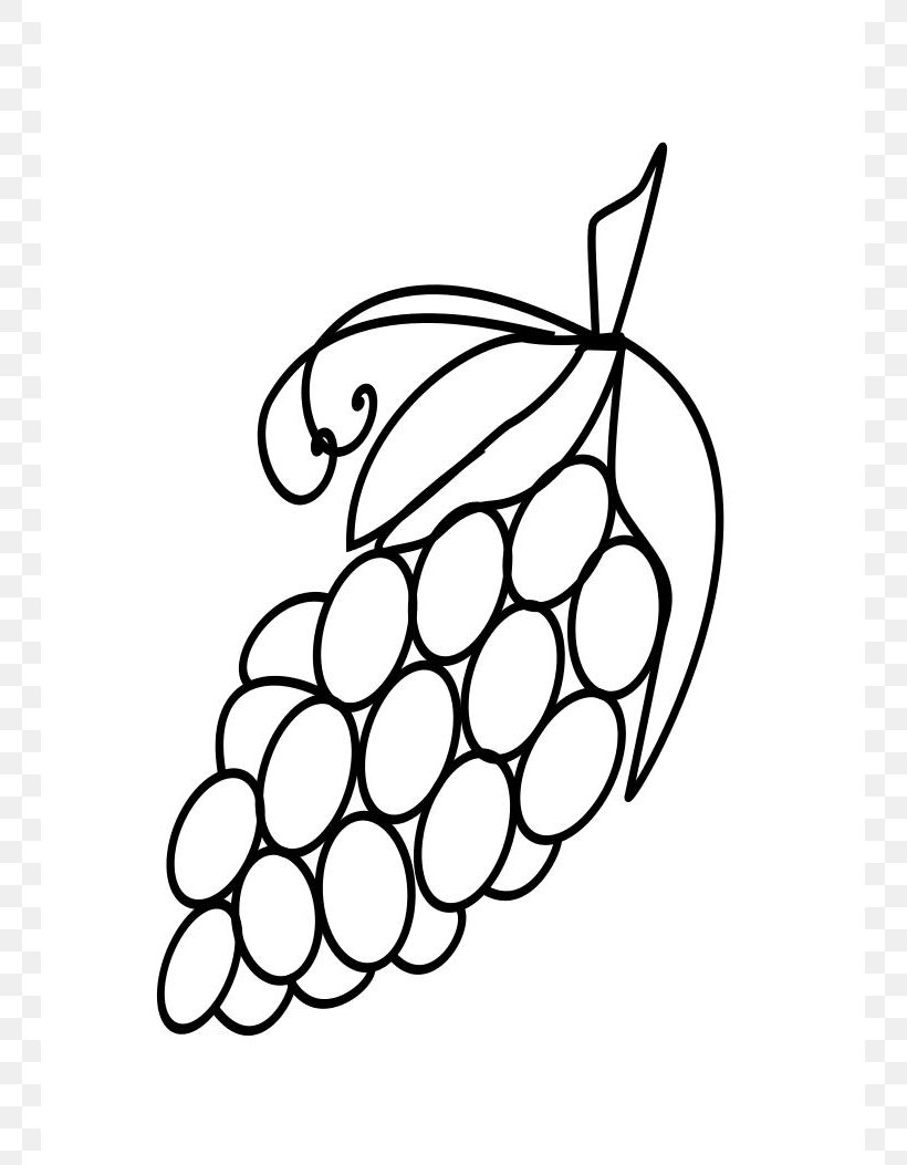 Drawing Grape Fruit Clip Art, PNG, 745x1053px, Drawing, Art, Black And White, Cartoon, Coloring Book Download Free